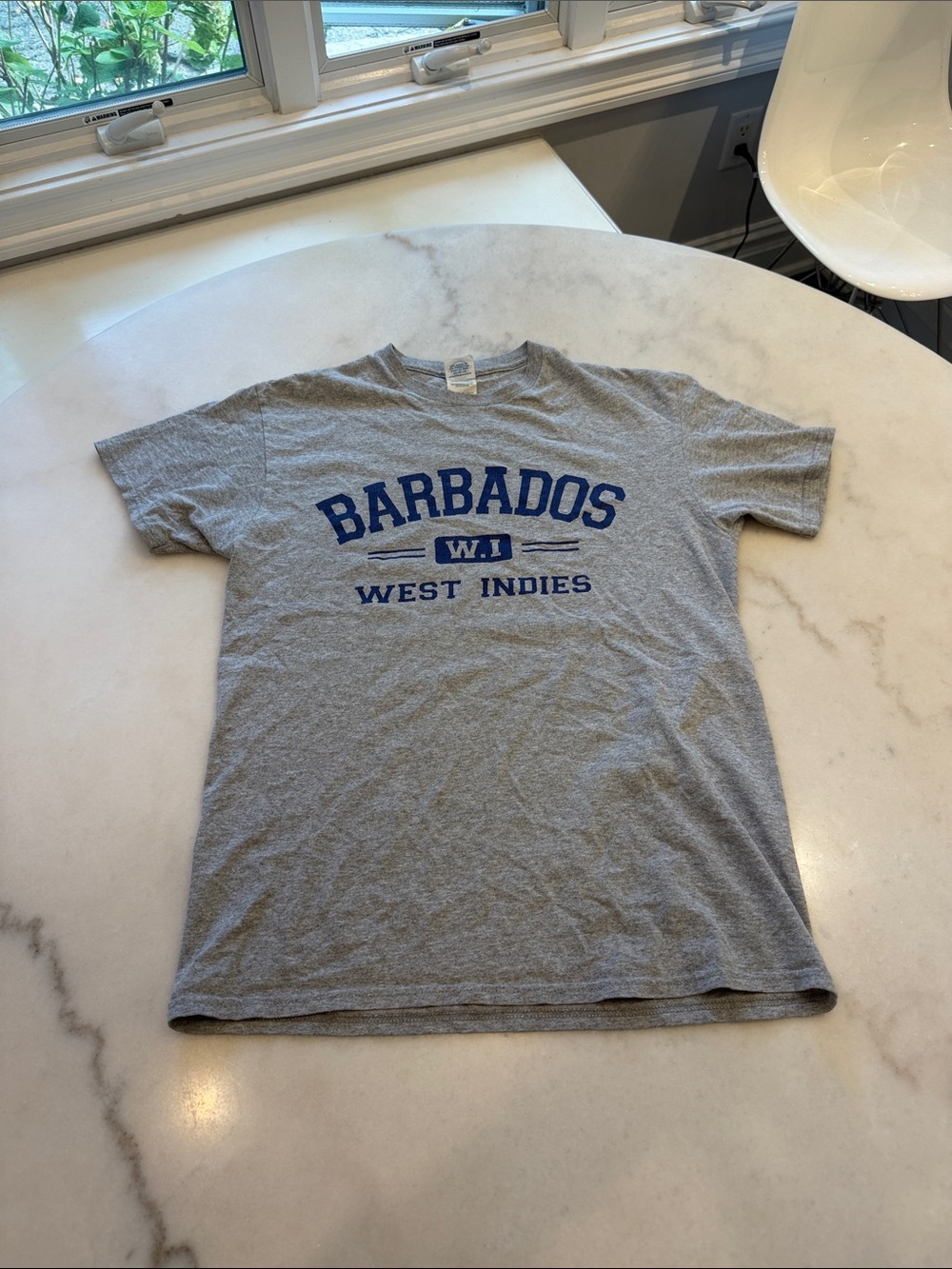 Delta Grey Short Sleeve Tee with Blue Barbados Graphic